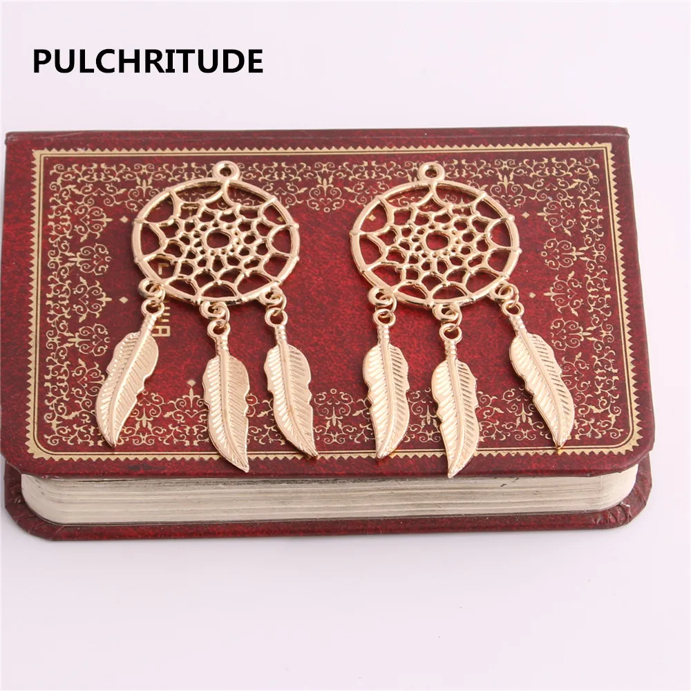 10 шт./лот сплав цинка KC золотое дерево перо Ловец снов амулеты Изготовление