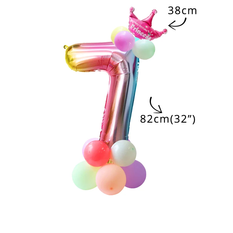 16pcs balloon kit 7 WEIGAO 0-9 Радуга Единорог баннер для вечеринки и воздушные шары Комплект блестящий для дня рождения баннер бумага Гарланд с номером воздушный шар Декор - Цвет: 16pcs balloon kit 7