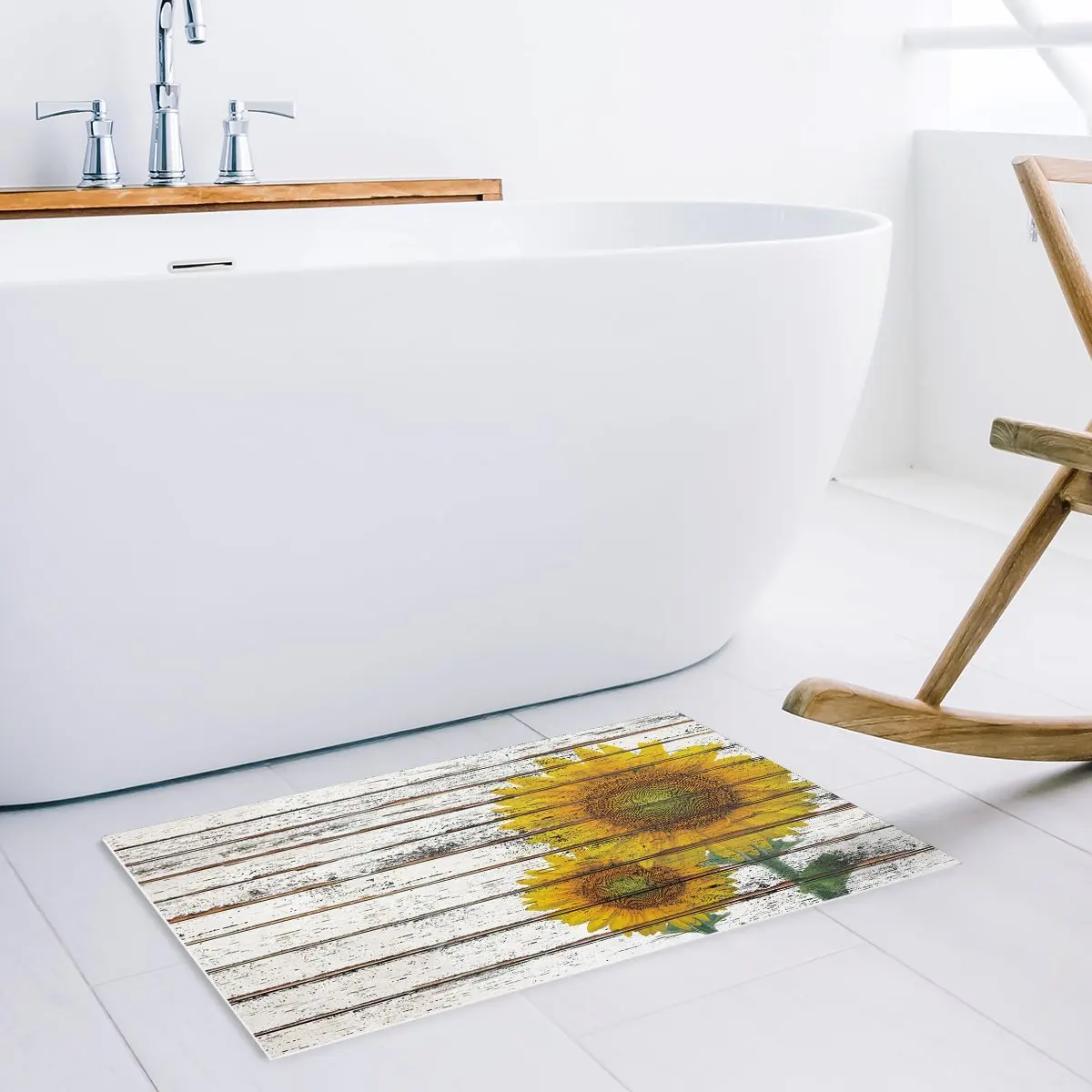 Коврик для входной двери коврик Подсолнух на деревянной доске коврики с