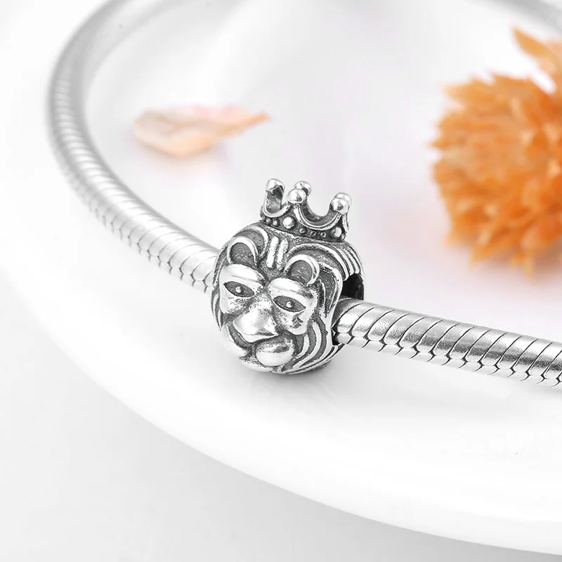Мода 925 стерлингового серебра Majestic лев Король бусины для изготовления ювелирных