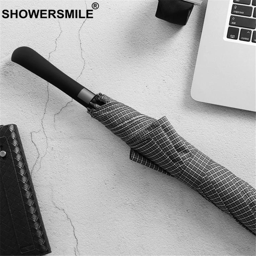 SHOWERSMILE Golf Umbrella Windproof for Men Long Handle Black Rain Gentleman Business Guarda Chuva Mens Gifts | Дом и сад