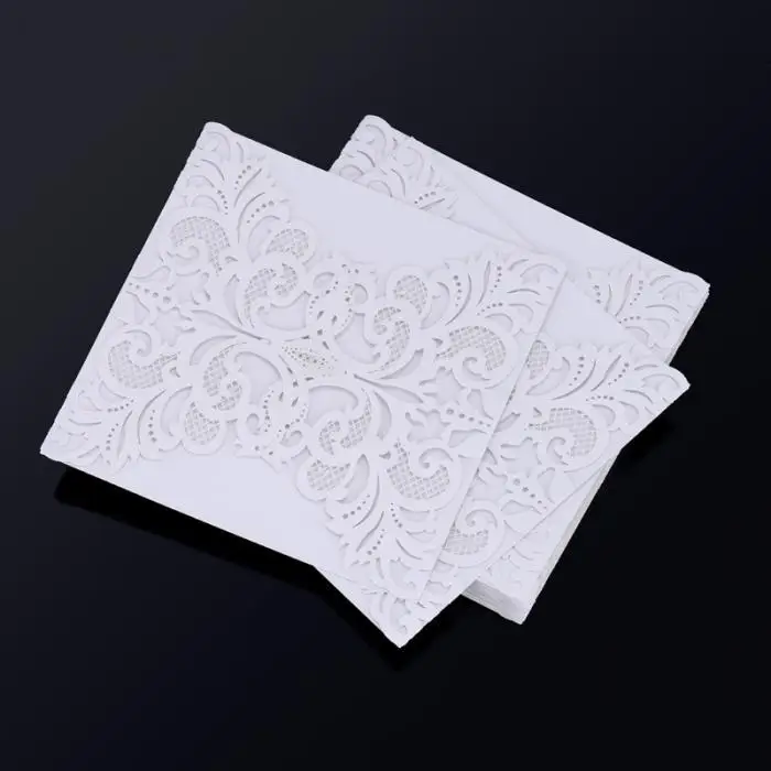 10 шт./компл. Свадебная вечеринка пригласительный билет Декор карты конверт тонкий перфорированными цветами Свадебная вечеринка питания может CSV