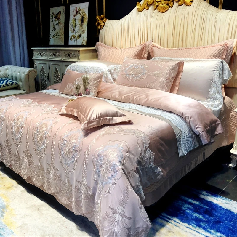 Роскошные 120 S из египетского хлопка комплекты постельного белья с вышивкой queen