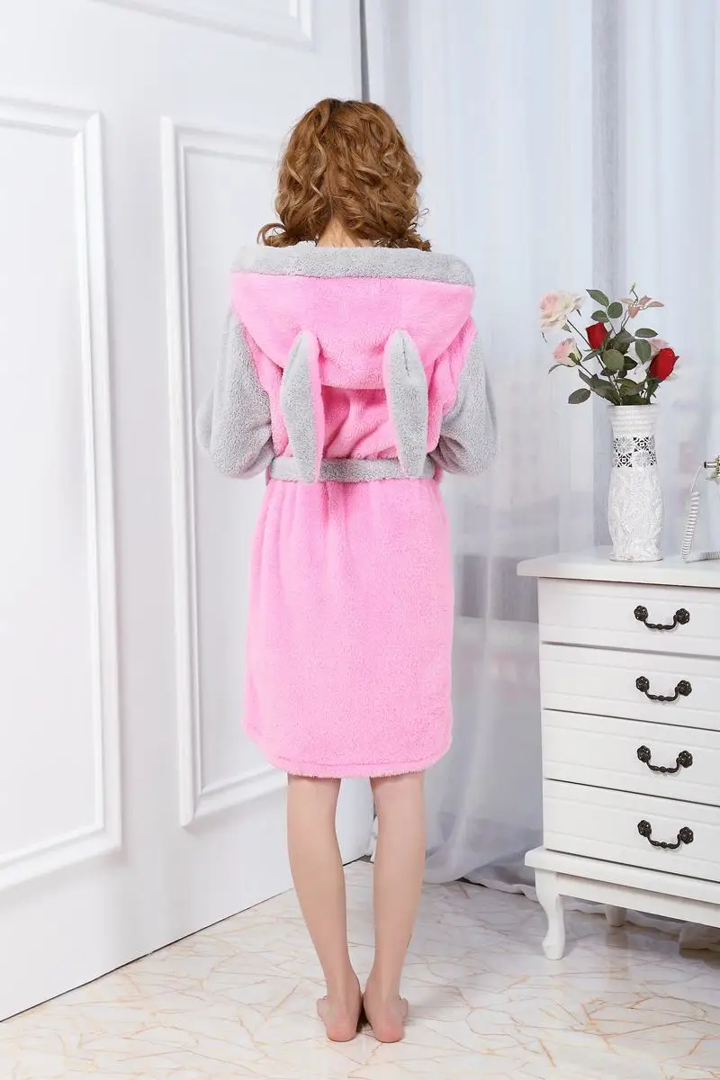 Женская ночная рубашка унисекс розовая с мультяшным рисунком единорога длинный