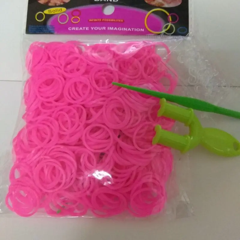 rose pink 600pcs Резинка для плетения для девочек, ручная вязка, радужная вязальная машина, Резиночки для ткацких станков - Цвет: rose pink 600pcs