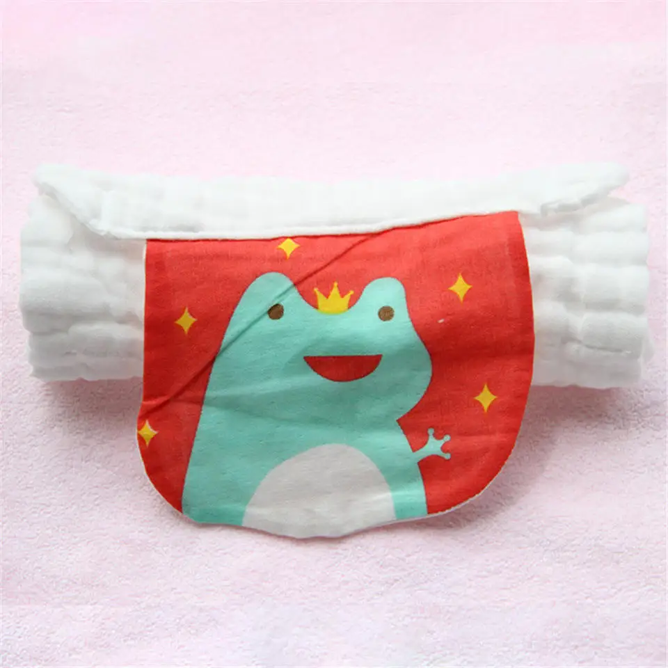 red frog 1 шт., детский бюстгальтер-полотенце, хлопок, дышащий, 6 слоев, марлевые прокладки, слинг, пот, салфетки, многоразовый, с милым рисунком, детский бюстгальтер-полотенце - Color: red frog