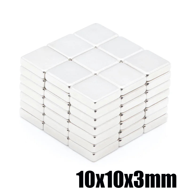 50 шт. мощный магнит 10x10x3 мм N35 Магнитный прямоугольный магнит NdFeB магнитный стальной квадратный магнит 10*10*3 мм