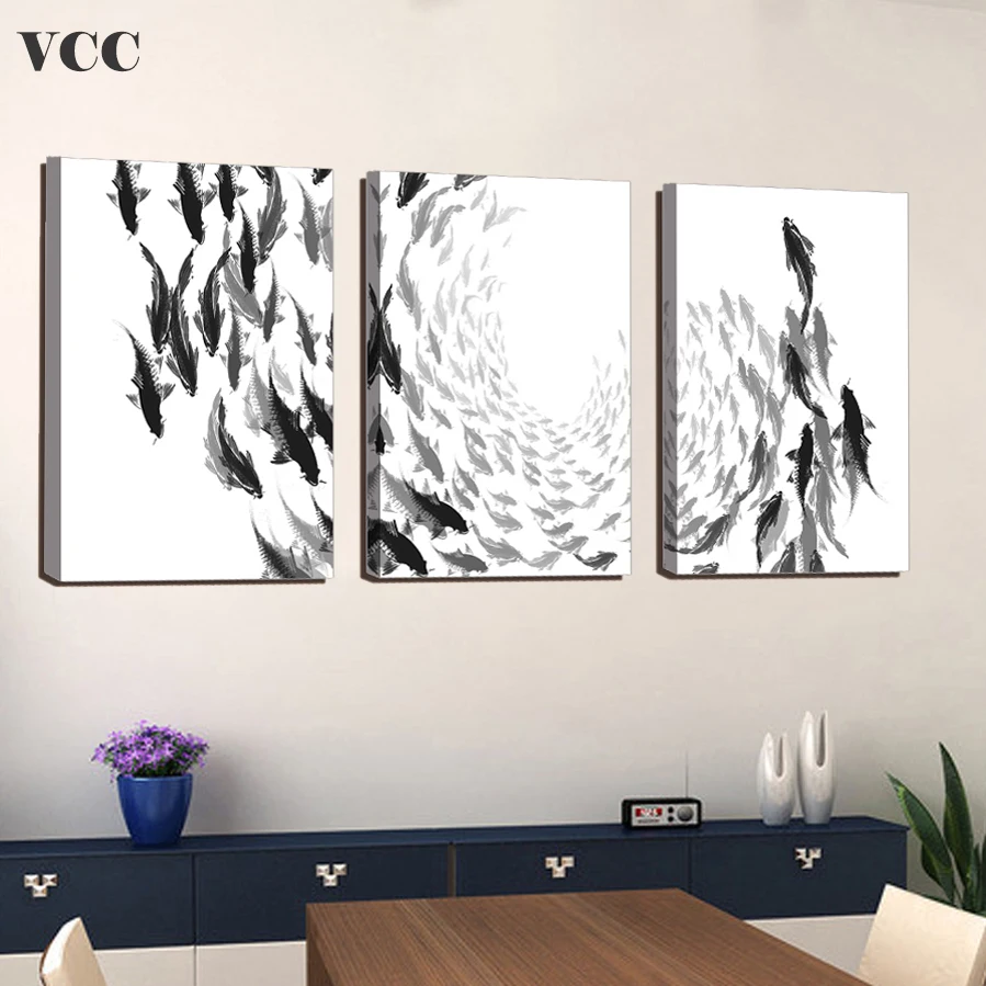 Декоративные картины китайский монохромных Книги по искусству холст плакат и