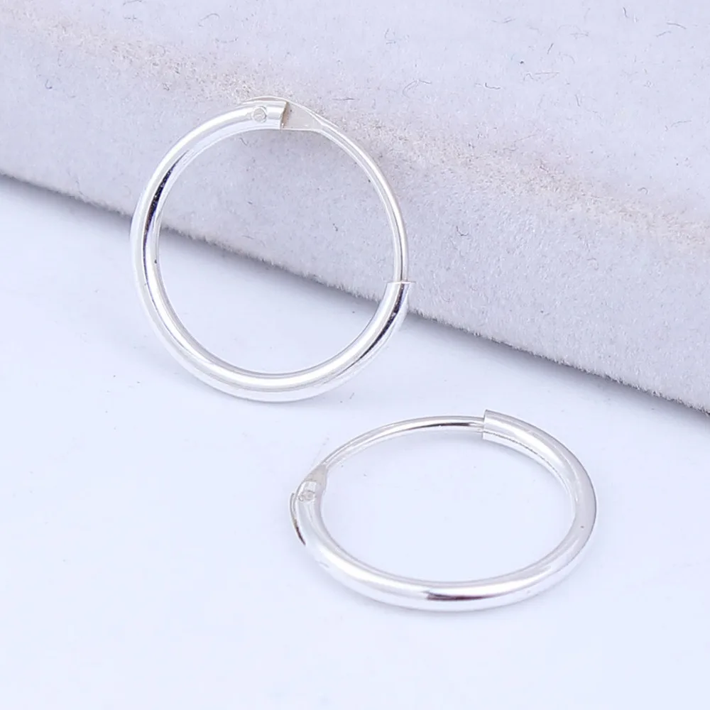 Серьги кольца DoreenBeads из стерлингового серебра круглые серебряные цвета 12 мм (4/8