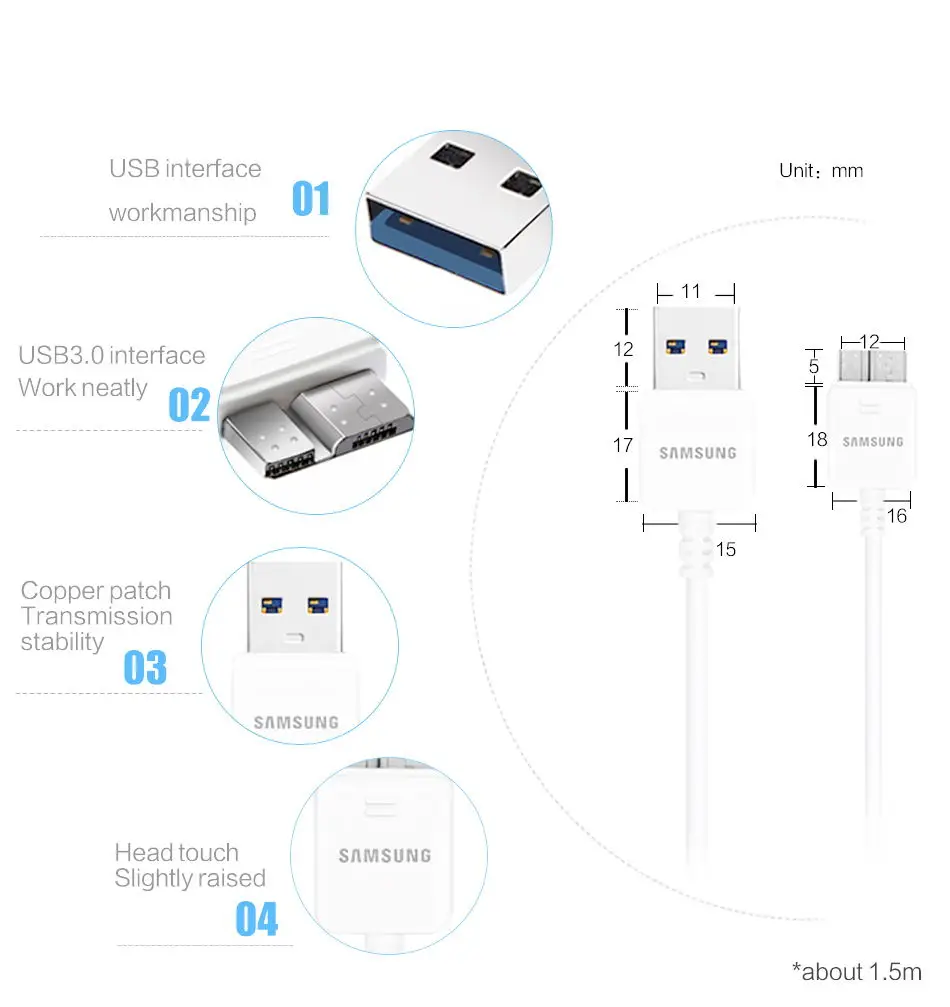 Samsung Galaxy S5 Note3 USB 3,0 кабель i9600 G900 N9002 оригинальные кабели для быстрой зарядки и быстрой зарядки