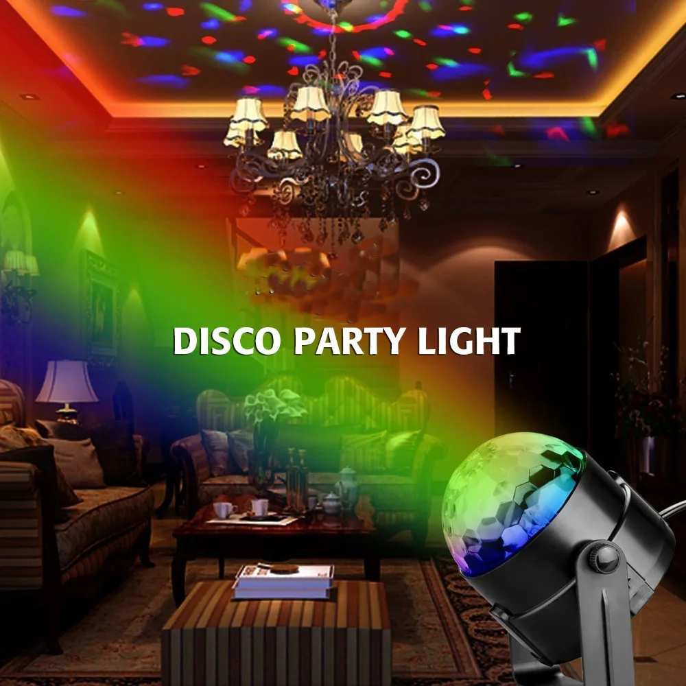 Мини дискотека DJ сценические огни 3 Вт светодиодный RGB Звук Активированный кристалл магический вращающийся шар световые эффекты для KTV рождественские вечерние свадебные шоу