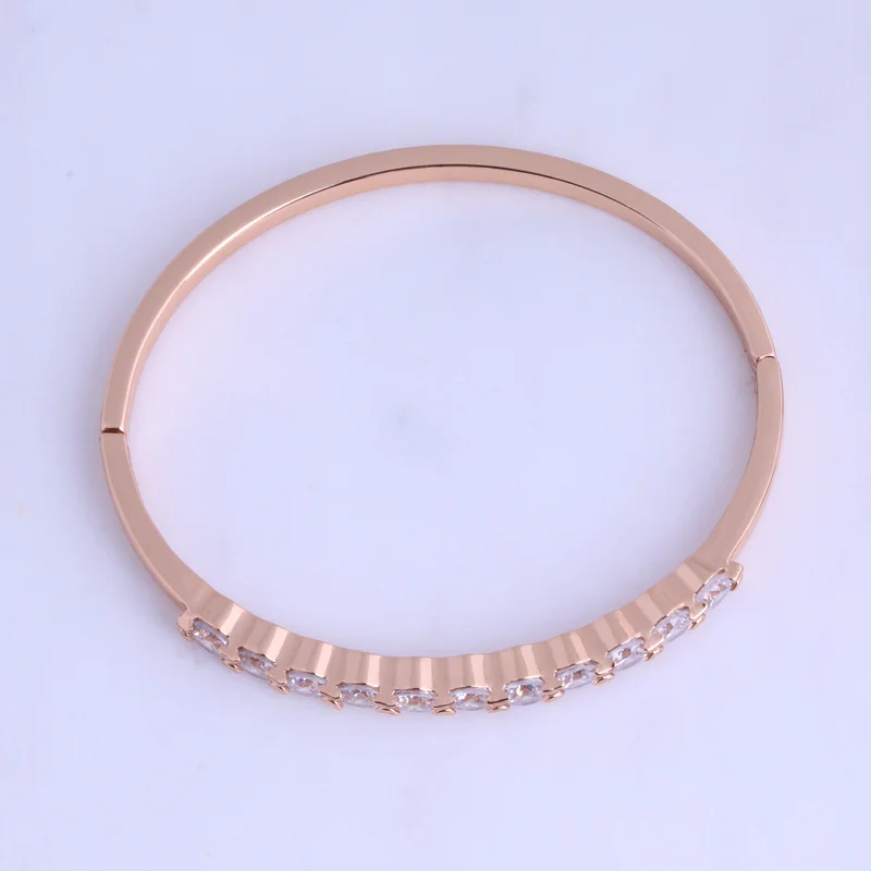 Love Monologue Beautiful AAA White Cubic Zirconia Yellow Gold Color Bangles for Wedding Diameter 6 CM X0485 Free Gift Bag | Украшения и