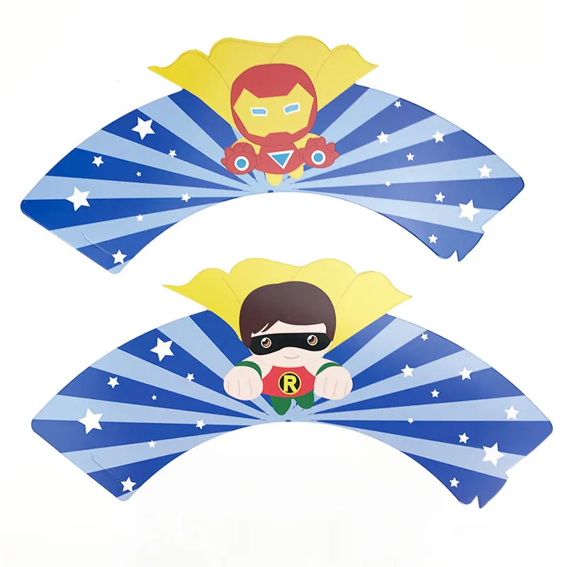 12 комплектов обертки с супергероем кексом детские украшения на день рождения