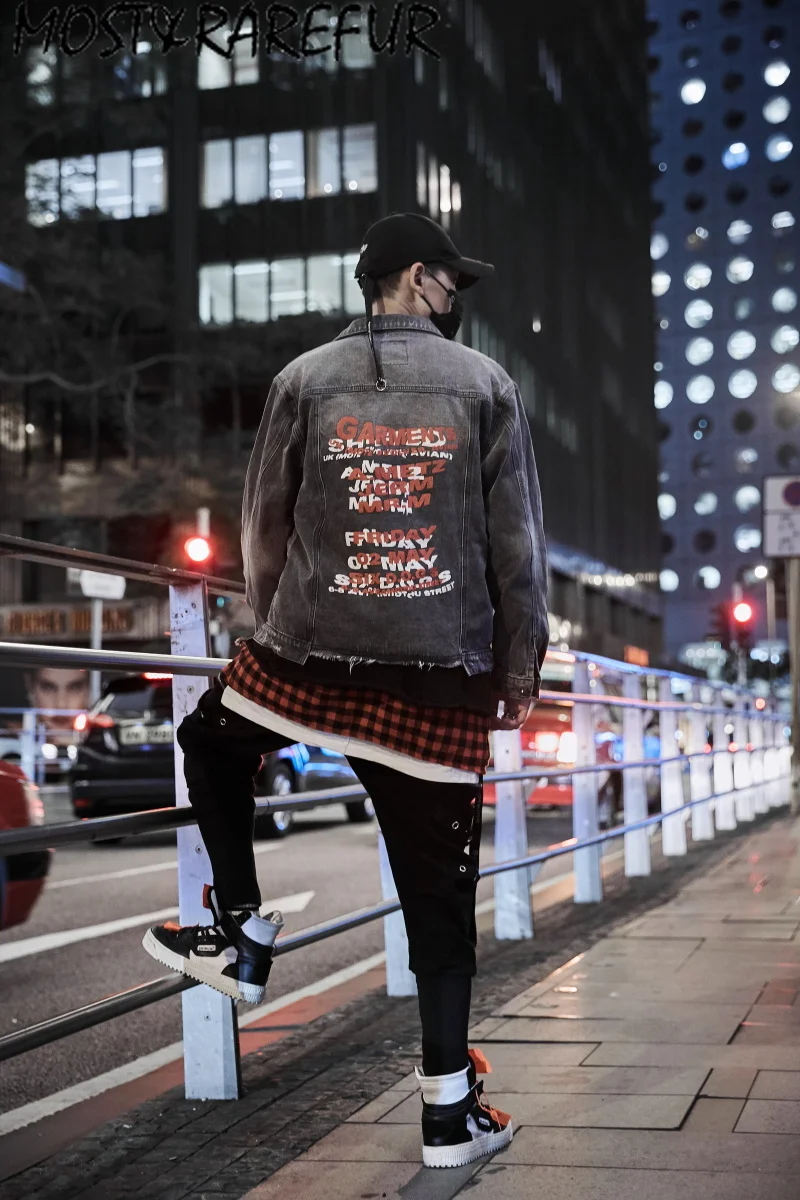 Vintage Ripped Hole Denim Jacket Men Hip Hop Casual Distressed Demin Jeans Jackets Male |