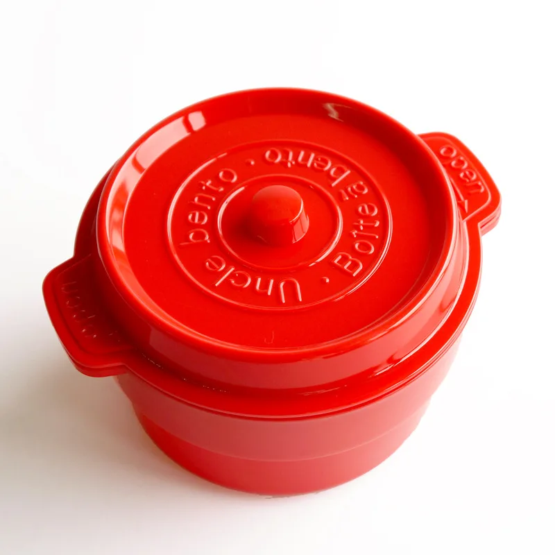 Baispo креативные оздоровительные ланчбоксы лапша Bento Box круглый дизайн Ланч-бокс микроволновая посуда контейнер для хранения еды ланчбои - Цвет: Red