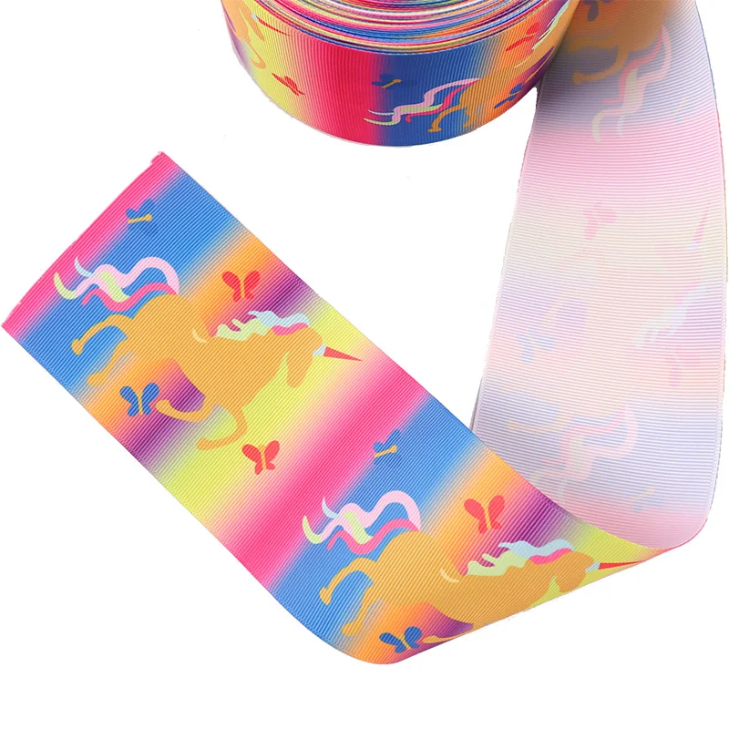 Ленты с рисунком единорога 75 мм ширина одна сторона 100% полиэстер свадебные