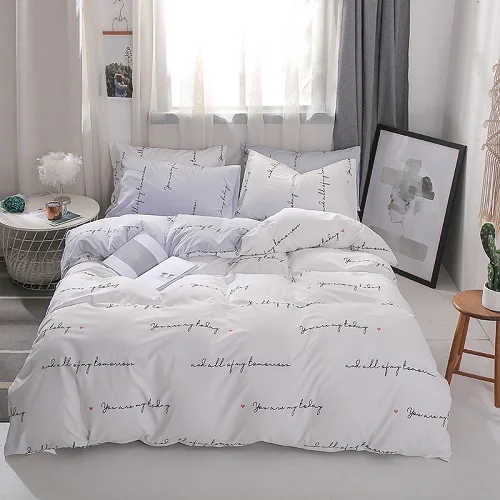 bedding set 4 Ультра мягкий пододеяльник, пододеяльник, простыня, подушка, shams, 3/4 шт., двойной, queen King size, постельный комплект, серый, белый, черный, розовый цвет - Цвет: bedding set 4