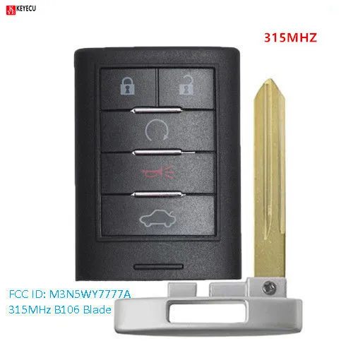 Keyecu Новый дистанционный смарт ключ брелок 5 кнопок для Cadillac CTS STS 2008 2009 2010 2011 2012 2013