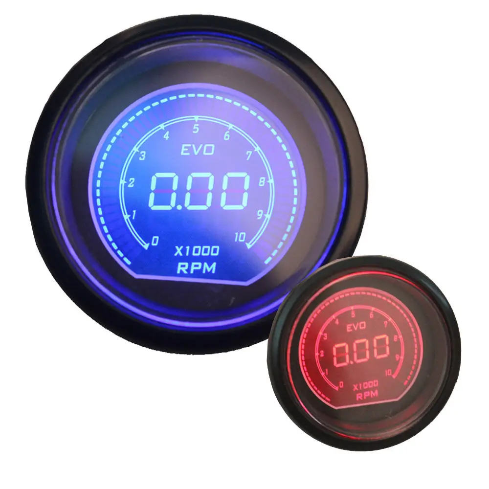 Новый универсальный 2 &quot52 мм Тахометр Датчик черное В виде ракушки 0 ~ 9999 об./мин.