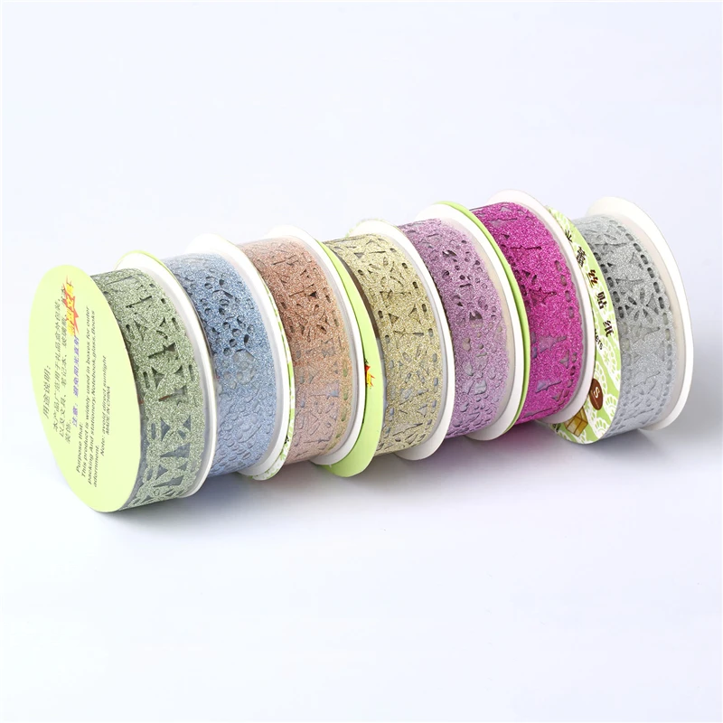 6 шт./лот DIY Скрапбукинг декоративная пленка клейкие блестящие кружевные ленты