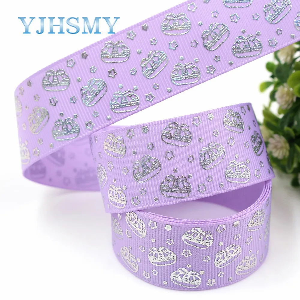 YJHSMY I-19326-757 25 мм 10 ярдов лазерный серебряный милый мультфильм любовь напечатаны корсажная лента DIY ручной работы головные уборы свадебный подарок обёрточная бумага