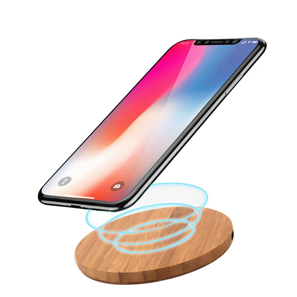 Деревянное Беспроводное зарядное устройство для iPhone X 8 Plus Bamboo Qi Беспроводная