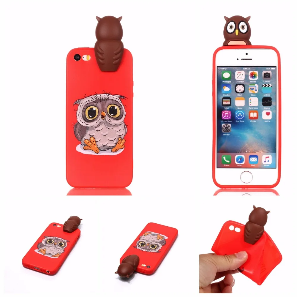 Чехол для iPhone 5 5S 5C SE 3D мультяшный Мягкий силиконовый чехол телефона Кожаные чехлы
