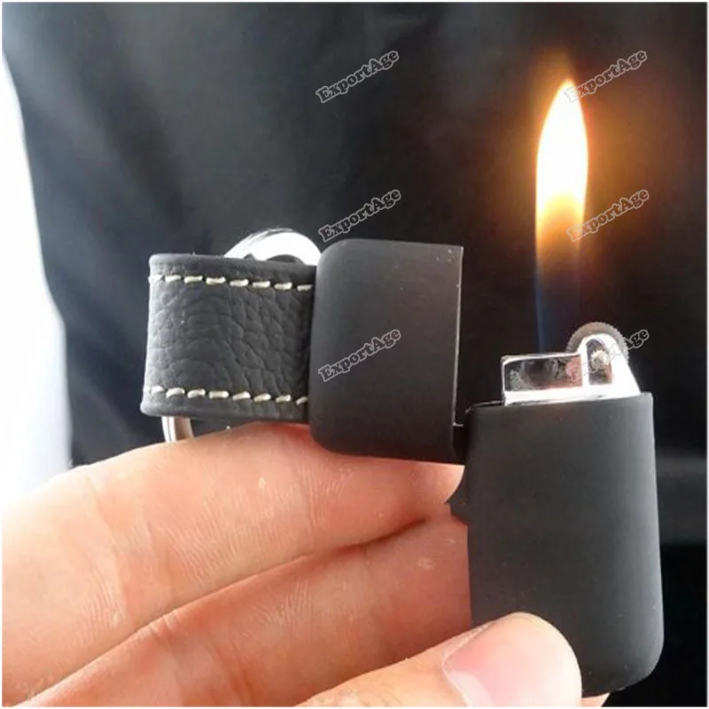 Exportage New hot Hot Fashion Portabale Leather Pendant Keychain Striker Flame Lighter Key Chain Exquisite! | Игрушки и хобби