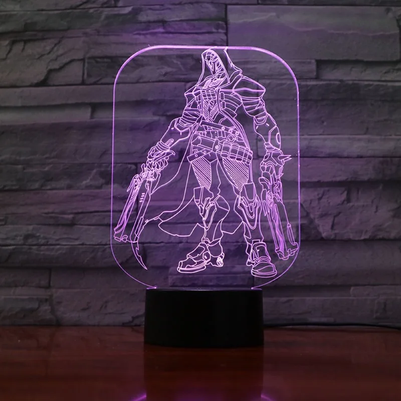 Светодиодный ночник для детей игра Overwatch Hero Reinhardt Wilhelm фигурка подарок для украшения для детской комнаты стол 3d лампа спальня