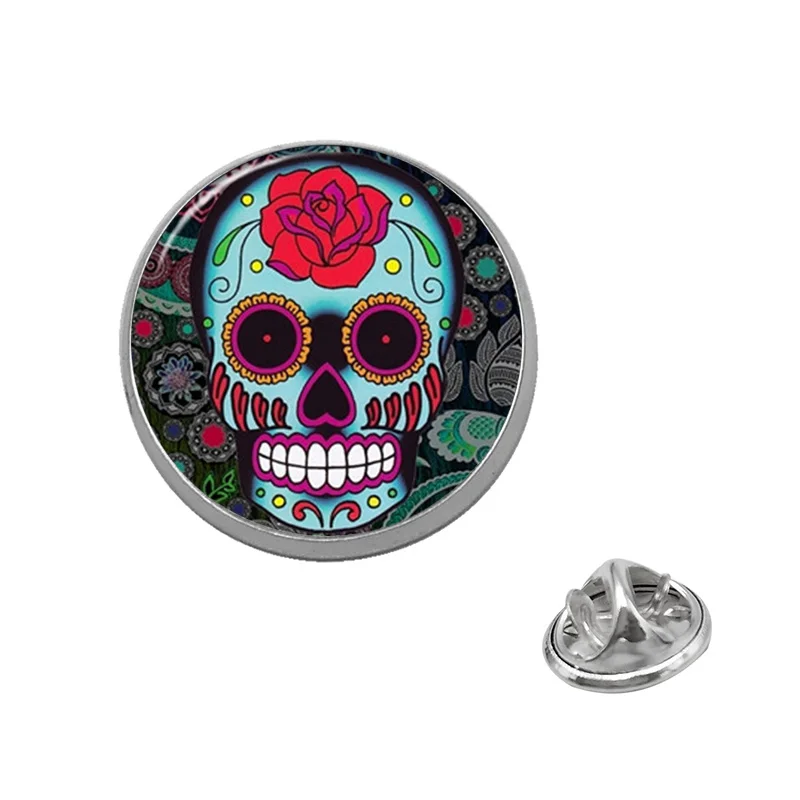 Suteyi Подвески в виде скелета цветы Череп стекло Купольные Броши для женщин и