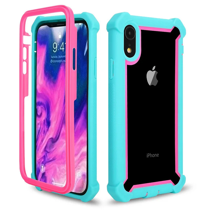 360 градусов угловая Подушка противоударный чехол для iPhone X XR XS Max 6 6S 7 8 Plus чехол TPU защитные бесплатные чехлы с закаленным стеклом