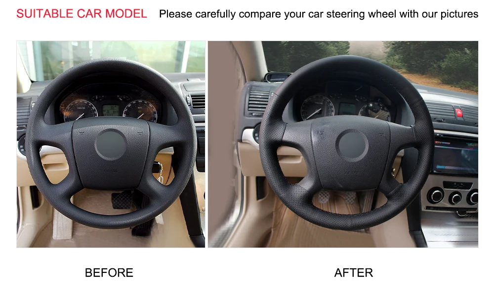 Ручная сшитая искусственная кожа чехол на руль для старого Skoda Octavia 2005-2009 Fabia 2005-2010 аксессуары