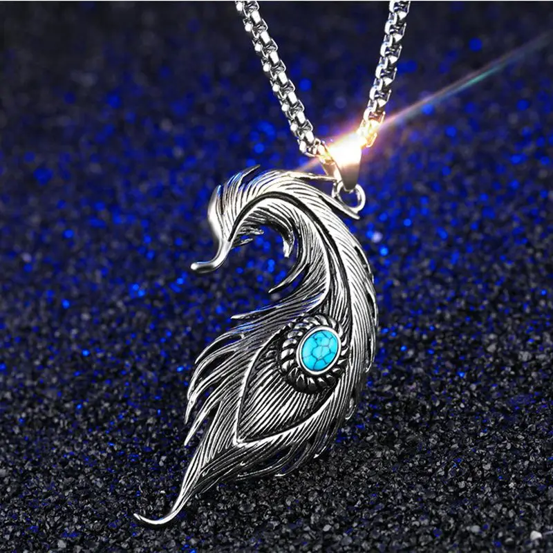 Большое мужское ожерелье кулон из перьев нержавеющая сталь хип-хоп ювелирные