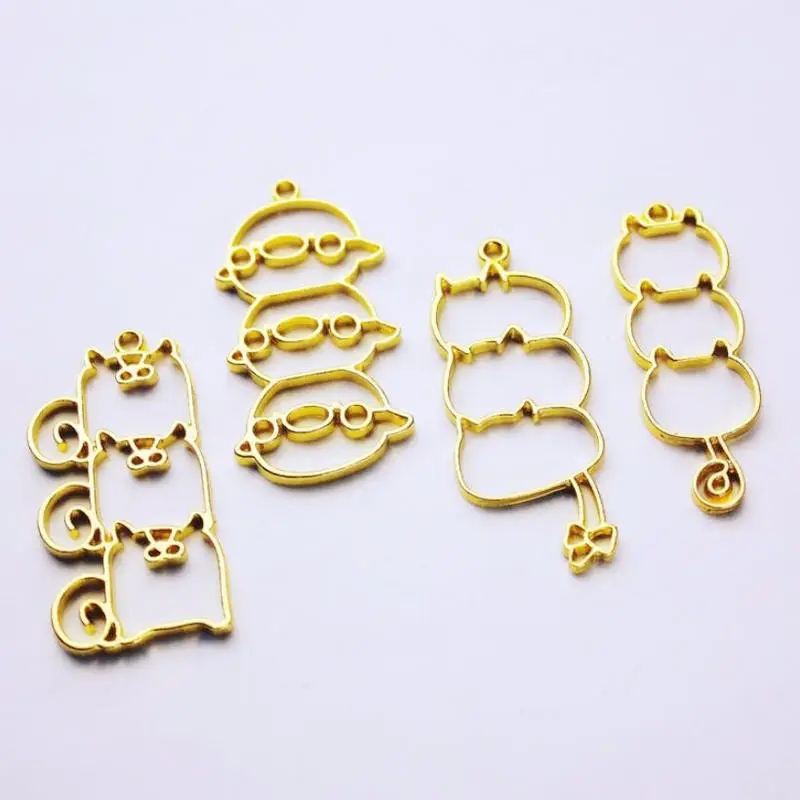 Kawaii УФ смолы аксессуары свинья курица Подвески открытый Bezels DIY смола подвеска в форме кошки ювелирные изделия Кабошон Установка