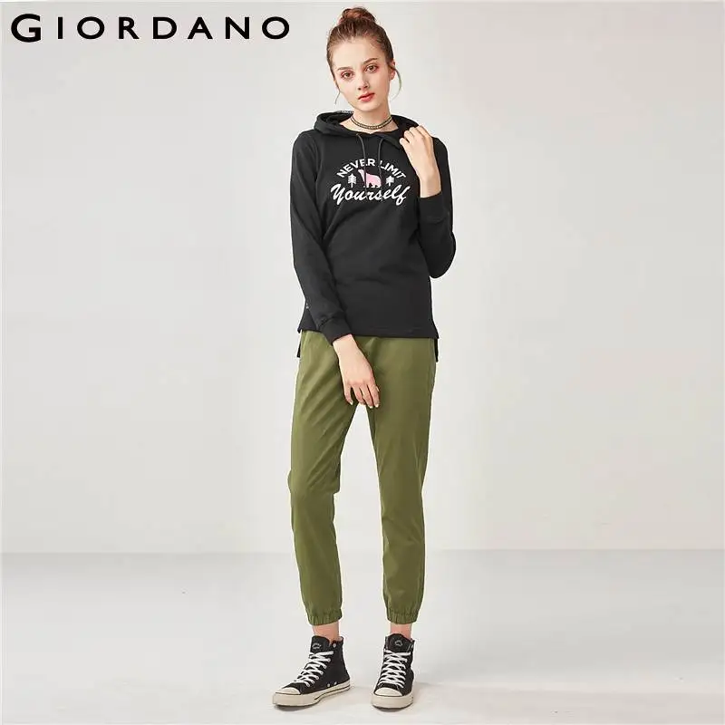 Giordano/Женская толстовка с капюшоном Женская принтом в виде снов на шнурке