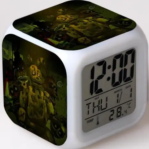 33 Five Nights At Freddy's 7 цветов светодиодный Будильник FNAF Bonnie Foxy Freddy Fazbear часы с дизайном «Медведь» ночные световые часы игрушки - Цвет: 33