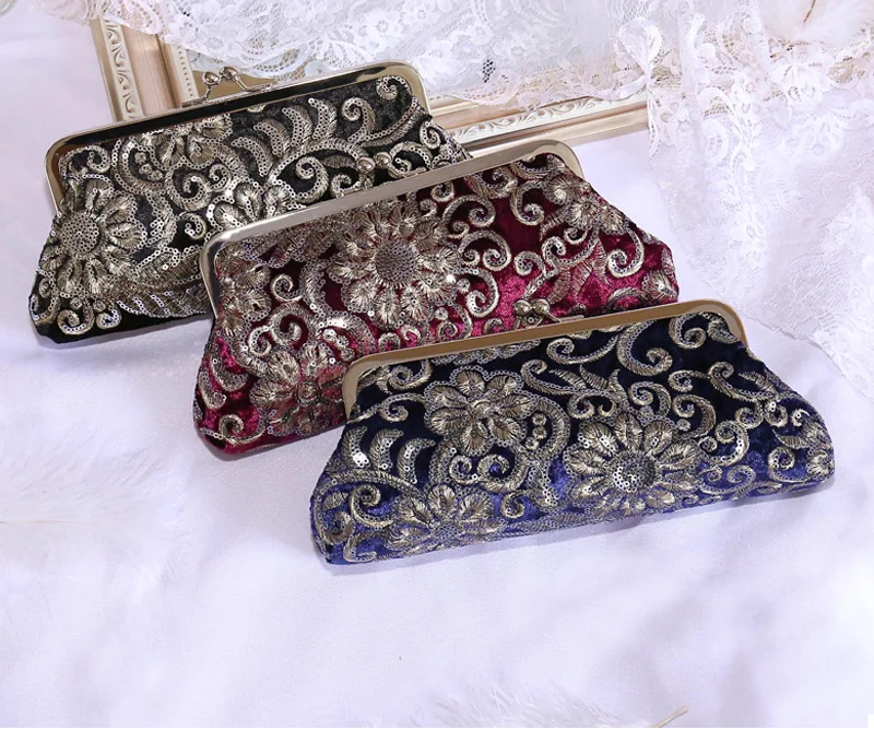 Винтажный вечерний клатч с цветочной вышивкой женские сумки через плечо на