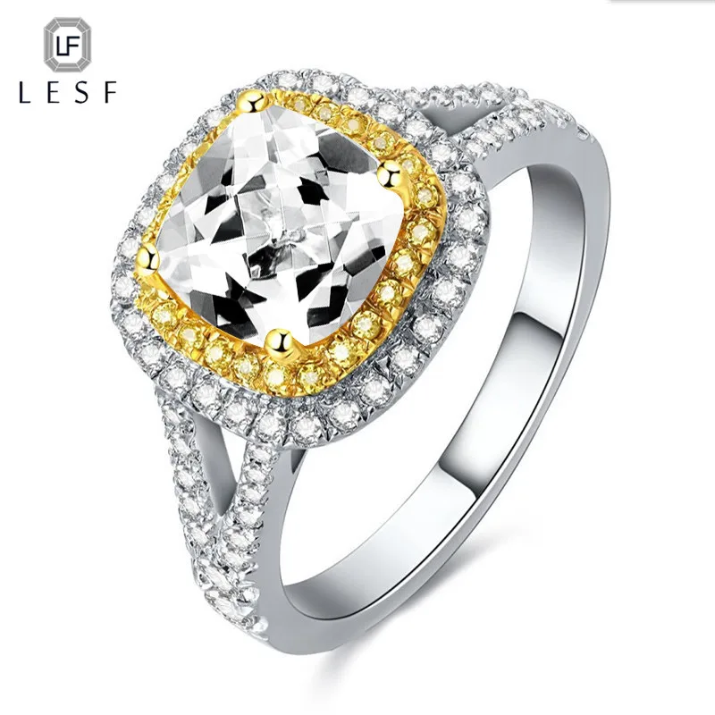 LESF 2 5 карат огранка кушон высокого класса обручение Halo RingsLuxury серебро 925 пробы два