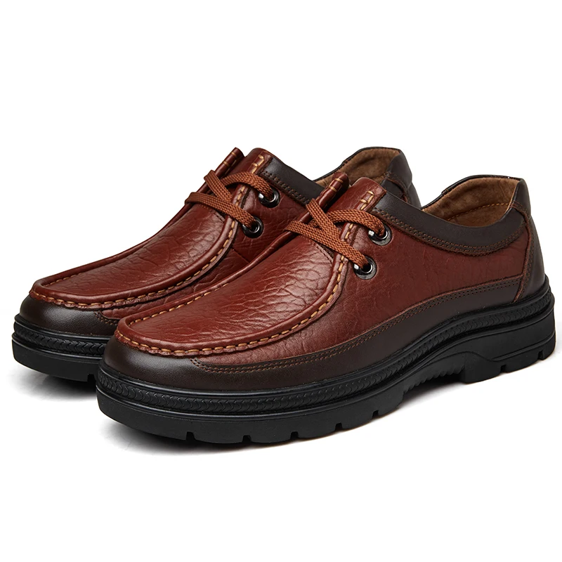 Туфли-оксфорды мужские из натуральной кожи на плоской подошве обувь деловая