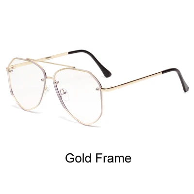 Gold Frame Ralferty Pilot Солнцезащитные очки женские градиентные коричневые солнцезащитные очки без оправы UV400 очки с цветным покрытием Плоские линзы оттенки женские Oculos W2326 - Цвет линз: Gold Frame