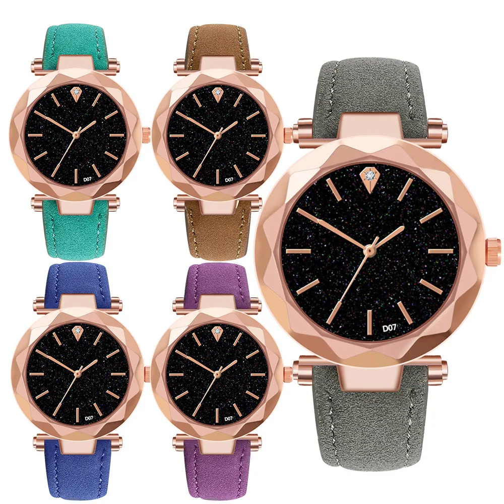 Новые женские кварцевые часы кожаные высокого класса синие круглые стеклянные