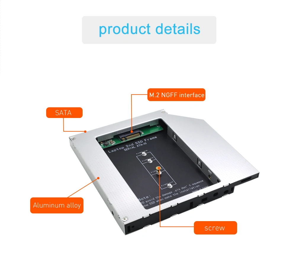 TISHRIC M.2 M2 NGFF 2nd Second ODD HDD SSD DVD Caddy жесткий диск SATA 12,7 мм Корпус для ноутбука ноутбук Optibay чехол