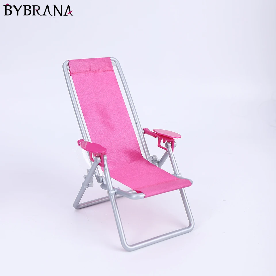 Мебель для кукольного домика Bybrana BJD 1/6, складной стул для ванной, аксессуары для куклы, пляжный стул, домик для отдыха, розово-красный