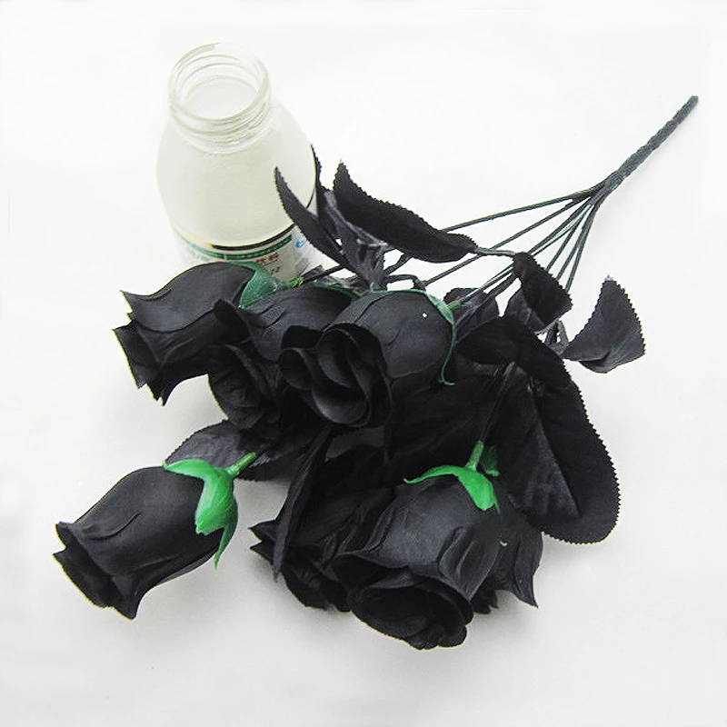 Искусственный букет из черной розы искусственные шелковые ветки для украшения