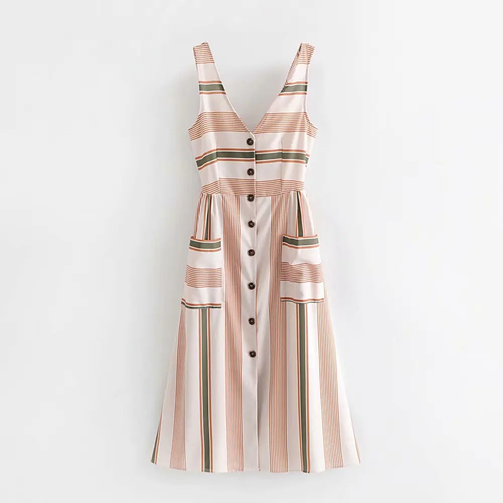 Летнее сексуальное длинное платье с открытой спиной винтажное Полосатое Женское