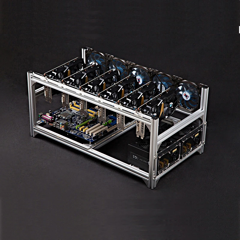 Чехол для компьютера для 6 GPU с корпусом, поддержка GTX 1080 ti 1070 1060 1050 P106, вентилятор видеокарты, 2 источника питания