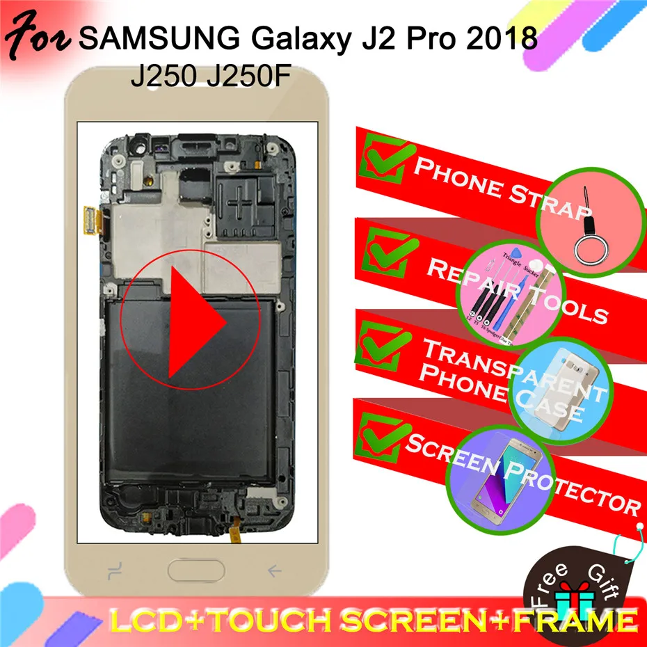 ЖК для samsung Galaxy J2 Pro J250 J250F дисплей SM-J250F/DS кодирующий преобразователь сенсорного экрана в сборе с рамкой кнопка Home