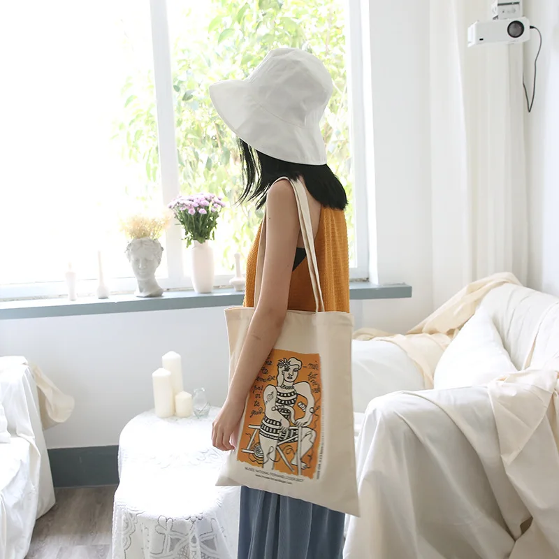 Women's Canvas Shoulder Bag Fauvism French Artist Printing Luxury Handbags Reusable Folding Shopping Bolsa Feminina | Багаж и сумки