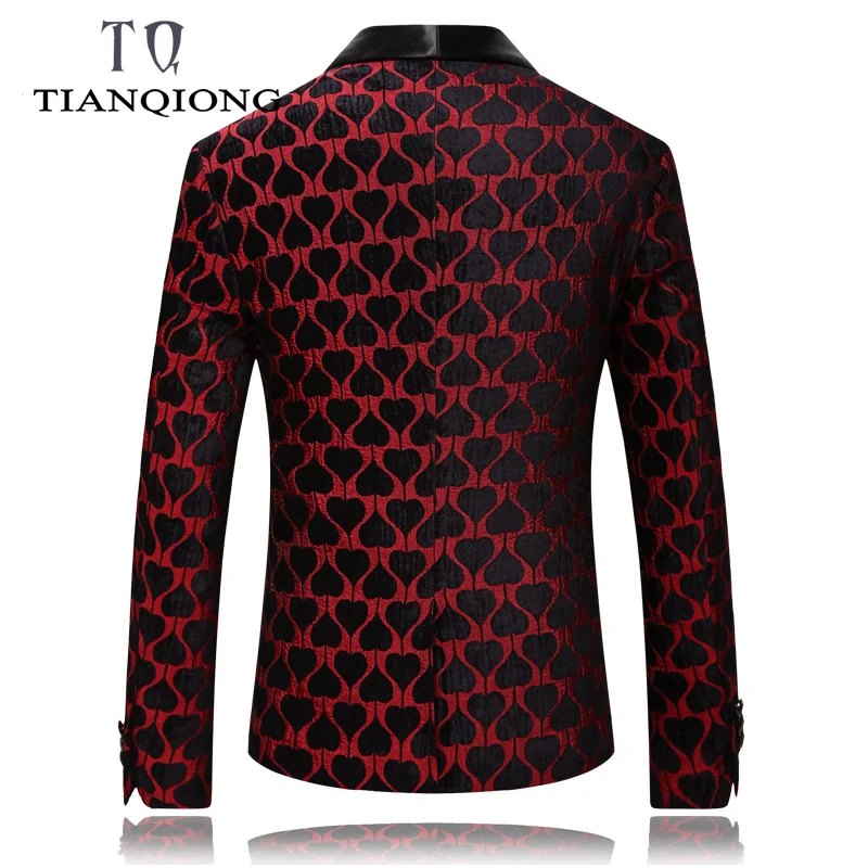 Тянь QIONG Марка Красный Блейзер Для мужчин 2019 Весна Slim Fit Пиджаки и костюм куртки 5XL