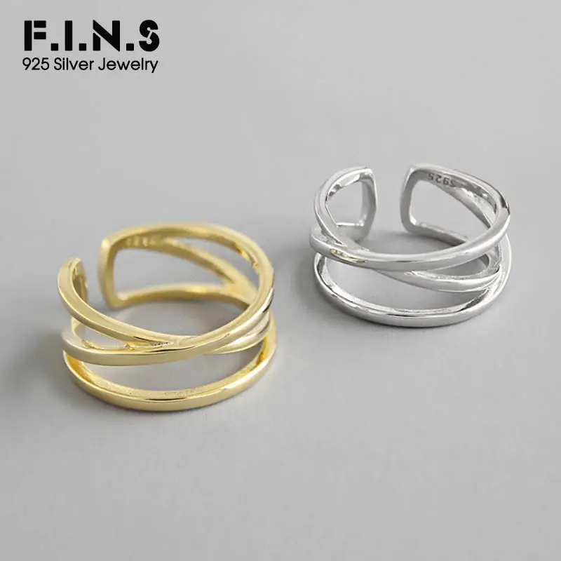 F.I.N.S 2019 модное кольцо из стерлингового серебра 925 пробы с неравномерной линией